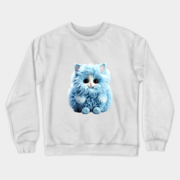 Fluffy  Blue Toy Cat Crewneck Sweatshirt by tfortwo